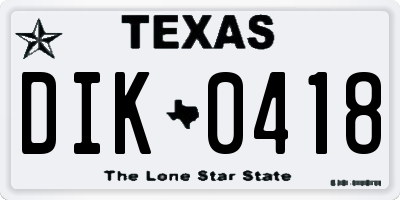 TX license plate DIK0418