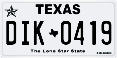TX license plate DIK0419