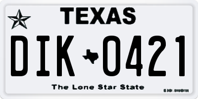 TX license plate DIK0421