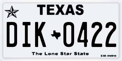 TX license plate DIK0422