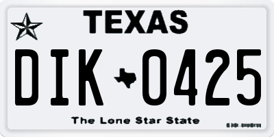TX license plate DIK0425