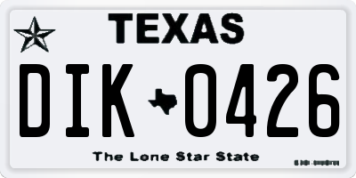 TX license plate DIK0426