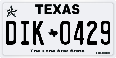 TX license plate DIK0429