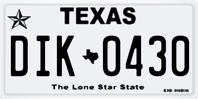 TX license plate DIK0430