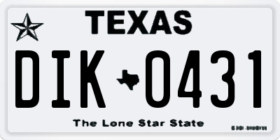 TX license plate DIK0431