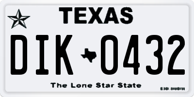 TX license plate DIK0432