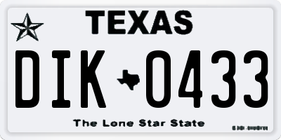 TX license plate DIK0433