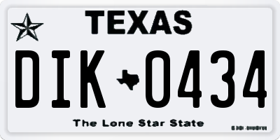 TX license plate DIK0434