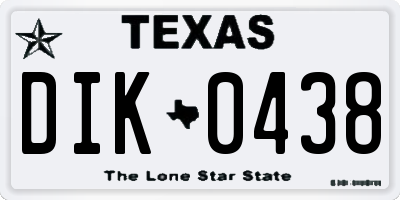 TX license plate DIK0438