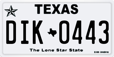 TX license plate DIK0443
