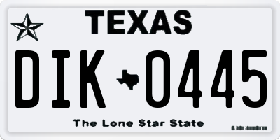 TX license plate DIK0445