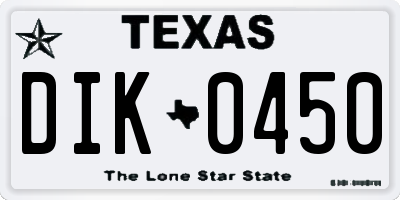 TX license plate DIK0450