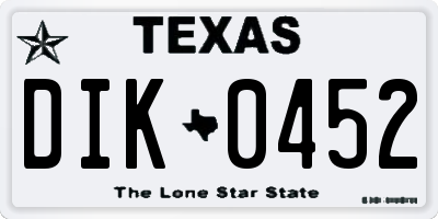 TX license plate DIK0452