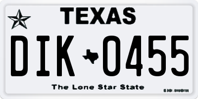 TX license plate DIK0455