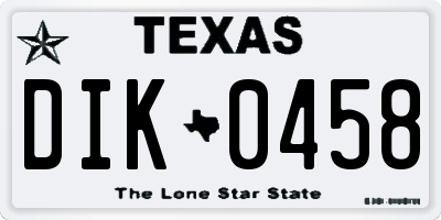 TX license plate DIK0458