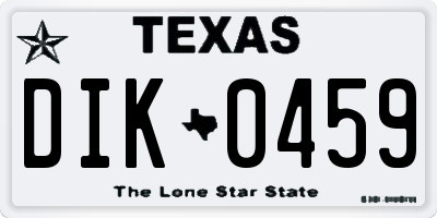 TX license plate DIK0459