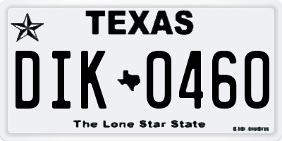 TX license plate DIK0460