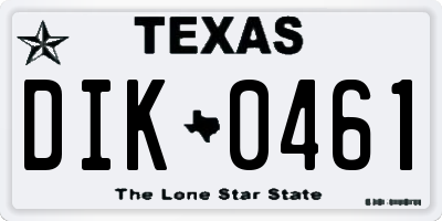 TX license plate DIK0461