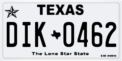 TX license plate DIK0462