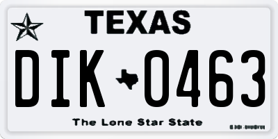 TX license plate DIK0463