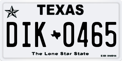 TX license plate DIK0465