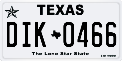 TX license plate DIK0466