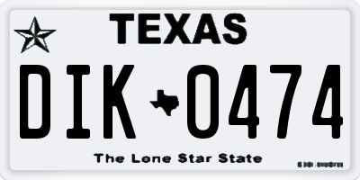 TX license plate DIK0474