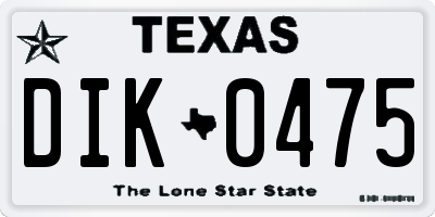 TX license plate DIK0475
