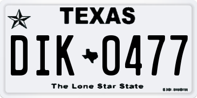 TX license plate DIK0477