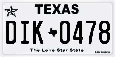 TX license plate DIK0478