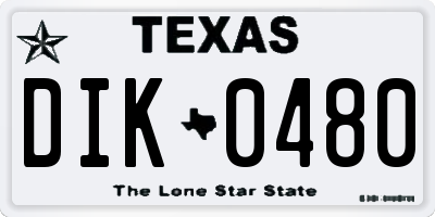 TX license plate DIK0480