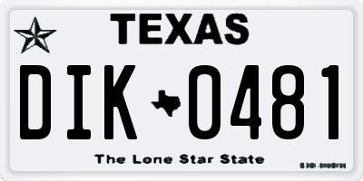 TX license plate DIK0481