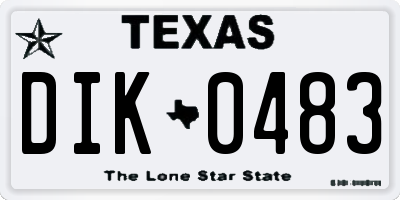 TX license plate DIK0483
