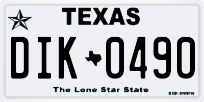 TX license plate DIK0490
