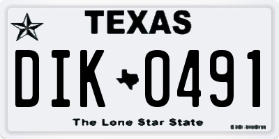 TX license plate DIK0491