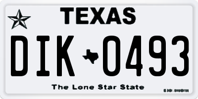 TX license plate DIK0493
