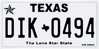 TX license plate DIK0494