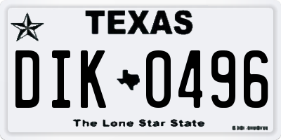 TX license plate DIK0496