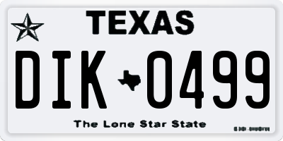 TX license plate DIK0499