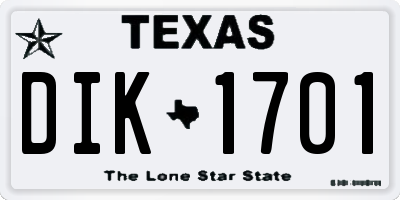 TX license plate DIK1701
