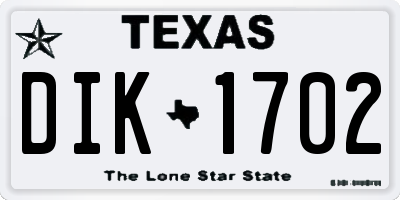 TX license plate DIK1702