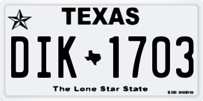 TX license plate DIK1703