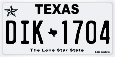 TX license plate DIK1704