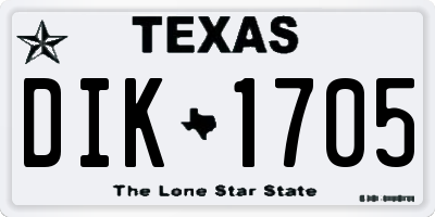 TX license plate DIK1705