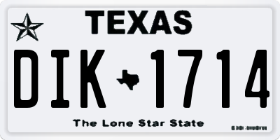 TX license plate DIK1714