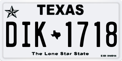 TX license plate DIK1718