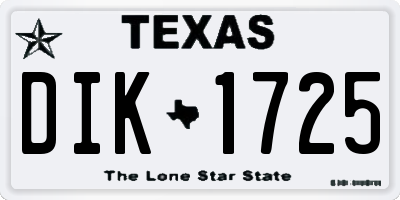 TX license plate DIK1725