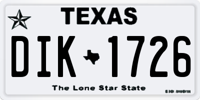 TX license plate DIK1726