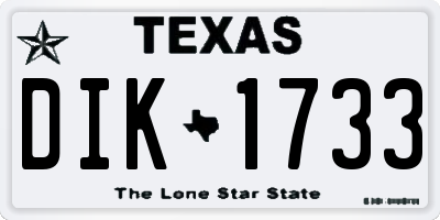 TX license plate DIK1733