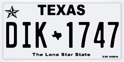 TX license plate DIK1747